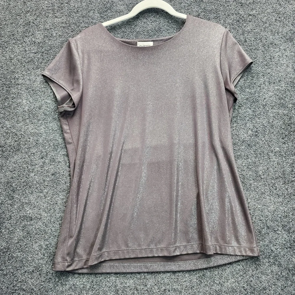 Chico's Travelers Women's Metallic Shimmer Sparkle Party Evening Top Size‎ 2